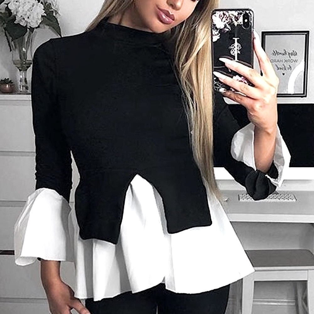 Couture Two Tone Ruffle Hem Sweater - Picture 15 of 16